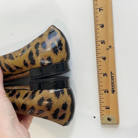 Casadei Womens Leopard Shoes Patent Leather Gold Tone Ring Brown 8 Animal Print - Picture 13 of 13